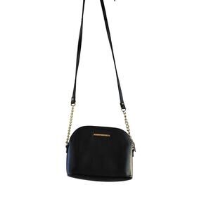 Steve Madden Faux Leather Cross Body Purse Black with Gold Accents